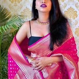 CaniBani Ethnic Motifs Zari Silk Blend Banarasi Saree image 2