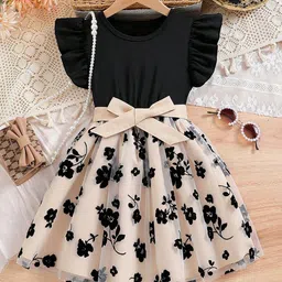 YK Girls Floral Print Fit & Flare Mini Dress-picture-23