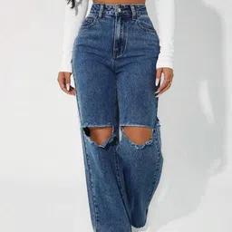 Hayler Jean Women Wide Leg Mid-Rise Highly Stretchable Cotton Jeans-picture-15