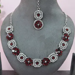 VATSALYA creation Alloy Gold- plated Maroon Jewellery Set image 2