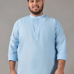 SOJANYA PLUS Size Band Collar Cotton Straight Kurta-picture-6