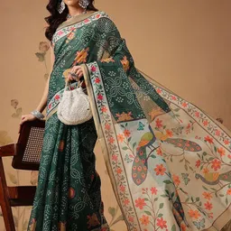 Silk Land Ethnic Motifs Zari Chanderi Saree image 2