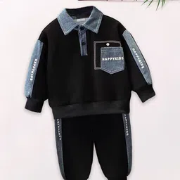 FOREVER FRIDAY Boys Colourblocked Shirt Collar T-Shirt With Jogger image 1