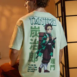 The Souled Store Men Demon Slayer Graphic Printed Pure Cotton Relaxed Fit T-shirt-picture-25