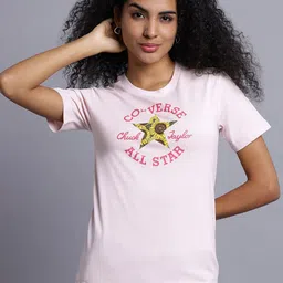 Converse Women Graphic Printed Round Neck Cotton T-shirt image 1