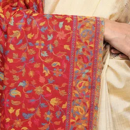 Exotic India Kani Jamawar Reversible Two Ply Shawl With Woven Floral Leaf Jaal & Paisleys image 5