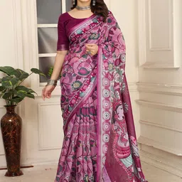 Anouk Kalamkari Linen Blend Designer Saree-picture-14