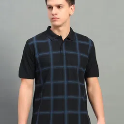 SZN Men Checked Polo Collar Moisture Wicking Pockets T-shirt-picture-19