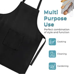 Kuber Industries Black Cotton Aprons With Front Pocket image 5