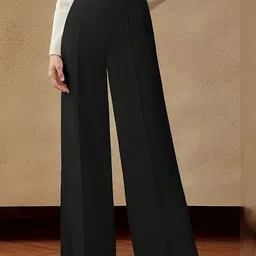 Moda Rapido Women Black Lycra Solid Regular Trousers-image-15