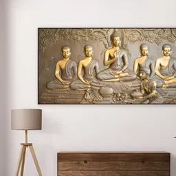 nestroots Beige & Gold-Toned 1 Piece Canvas Religious Wall Paintings-image-54