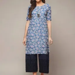 arangya Women Floral Printed Indie Prints Crepe Kurta image 3