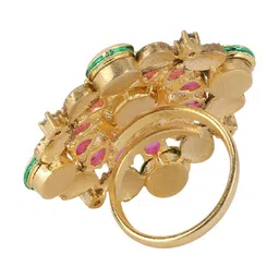 Anouk Gold Plated American Diamond & Kundan Stone Studded Finger Ring image 5