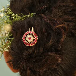 JAYPORE Women Embellished Bumpit Hair Pin-image-38