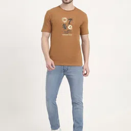 JADE BLUE Graphic Printed Slim Fit Cotton T-shirt image 3