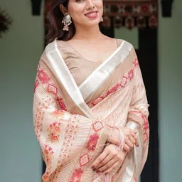 MAHARANI COUTURE Pure Linen Abstract Printed Banarasi Saree image 3