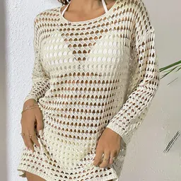 JC Mode Self Design Round Neck Swimwear Cover Up Top-image-9