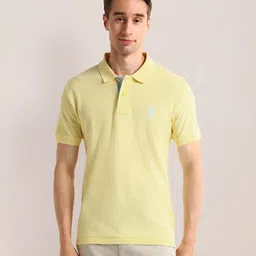 U.S. Polo Assn. Men Solid Polo Collar Pure Cotton Slim Fit T-shirt image 1