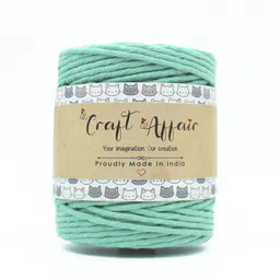 craft affair | Single Strand Cotton Macrame Cord (100 M, 3mm) | DIY-Project - Mint Green Mint Green image 2