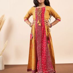 Stylo Bug Girls Bandhani Print A-Line Maxi Dress-picture-14