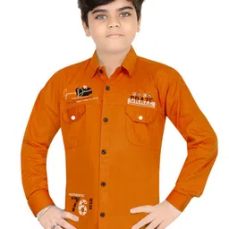 BAESD Boys Classic Fit Typography Printed Spread Collar Cotton Casual Shirt-image-85