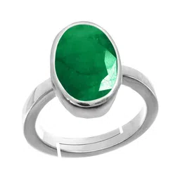 RRVGEM Silver Plated 7.00 Ratti Emerald Gemstone Adjustable Ring image 2