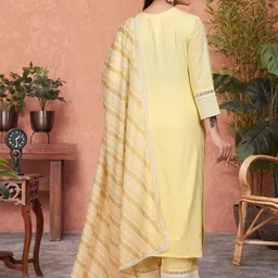 HERE&NOW Women Ethnic Motifs Embroidered Regular Kurta with Trousers & With Dupatta image 2