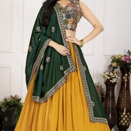 jjsynthetics Solid Semi Stitched Lehenga Choli-picture-17
