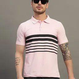 TIMBER HITCH Striped Short Sleeves Polo Collar Cotton T-shirt image 1