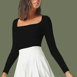 Maheshvi Women Square Neck Long Sleeves Fitted Top-picture-35