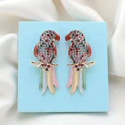 AVANT-GARDE PARIS Gold-Plated Rhinestone Parrot Shaped Drop Earrings image 3