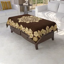 Furnishing Hut Brown Floral 6-Seater Table Cover with Zari details-picture-39