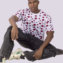 SONIBROS Men Abstract Printed Round Neck Cotton Oversized T-shirt image 4