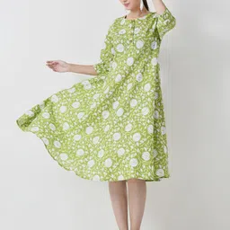 Brainbees Women Floral Printed A-Line Maxi Dress-picture-12