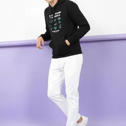 SLOWLORIS Men Printed Hooded Sweatshirt image 4