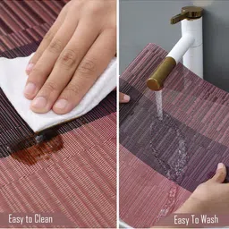 HOKIPO Striped Red 7 Pieces Table Placemats With Runner image 4