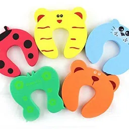 syga 5 Pcs Children Safety No Finger Pinch Foam Door Stopper. Colorful Cartoon Animal Cushion - Ramdom Bundled Baby Child Kid Cushiony Finger Hand Safety, Curve Shaped Door Stop Guard-picture-35
