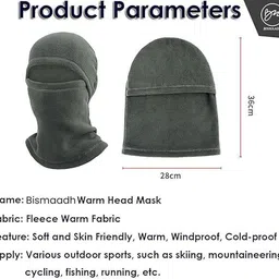 bismaadh Grey Bike Face Mask for Men & Women image 3
