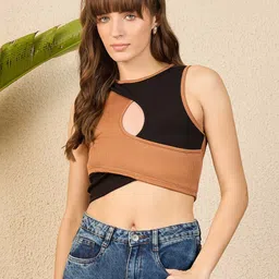 Uptownie Dual Color Cutout Ribbed Top-image-39