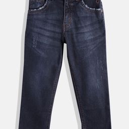 Gini and Jony Boys Navy Blue Low Distress Light Fade Stretchable Jeans-picture-19