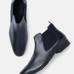 GABICCI Men Navy Blue Leather Flat Boots-picture-39