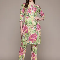 Readiprint Fashions Floral Printed Pure Cotton Kurta with Trousers-image-28