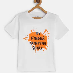 METRO KIDS COMPANY Boys White & Orange Typography Printed T-shirt-picture-56