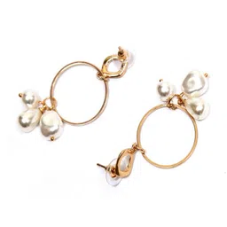 Crunchy Fashion Off-White Gold-Plated Beaded Drop Earrings image 3