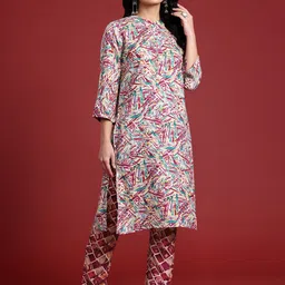 Anouk Women Printed Regular Kurta with Trousers image 4