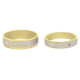 Yellow Chimes Unisex Set of 2 Gold Plated Proposal Couple Ring image 2