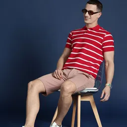 Mast & Harbour Men Striped Polo Collar T-shirt image 5