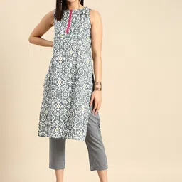 Anouk Women Pure Cotton Ethnic Motifs Printed Kurta with Trousers-picture-27