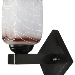 SOMIL White & Brown Printed Wood Traditional Rectangle Shaped Wall Lamp-picture-38