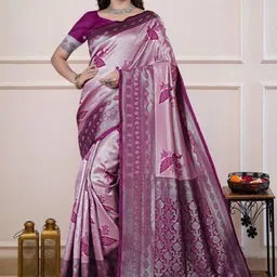 Mufa Woven Design Zari Banarasi Saree With Blouse Piece image 3